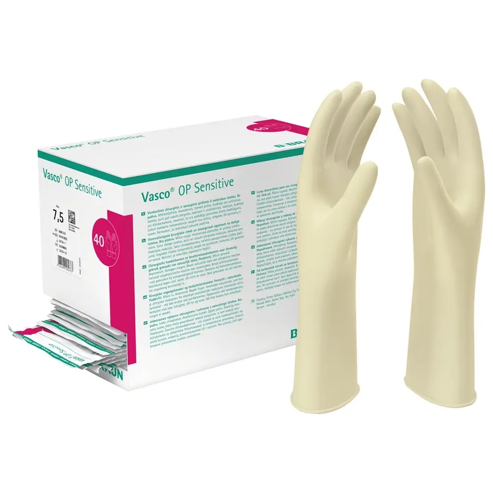 B. Braun Vasco® OP Sensitive - Karton 40 Paar puderfrei, naturweiß, Größe 7,5