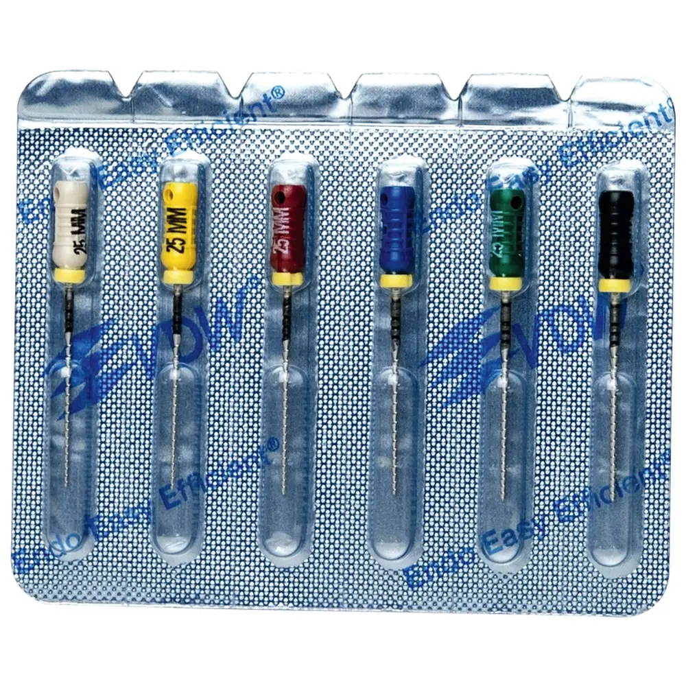 VDW STERILE Hedstroem Feilen - Sortiment 6 Stück 25 mm ISO 045-080