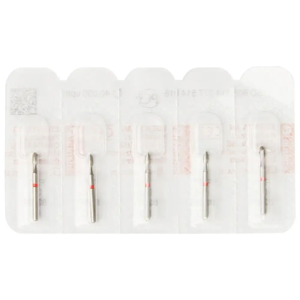 Edenta Diamanten 379 - Packung 5 Stück rot fein, FG, Figur 277 Eiform, 3,5 mm, ISO 016