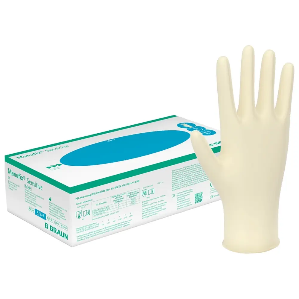 B. Braun Manufix® Sensitive - Packung 100 Stück puderfrei, weiß, S