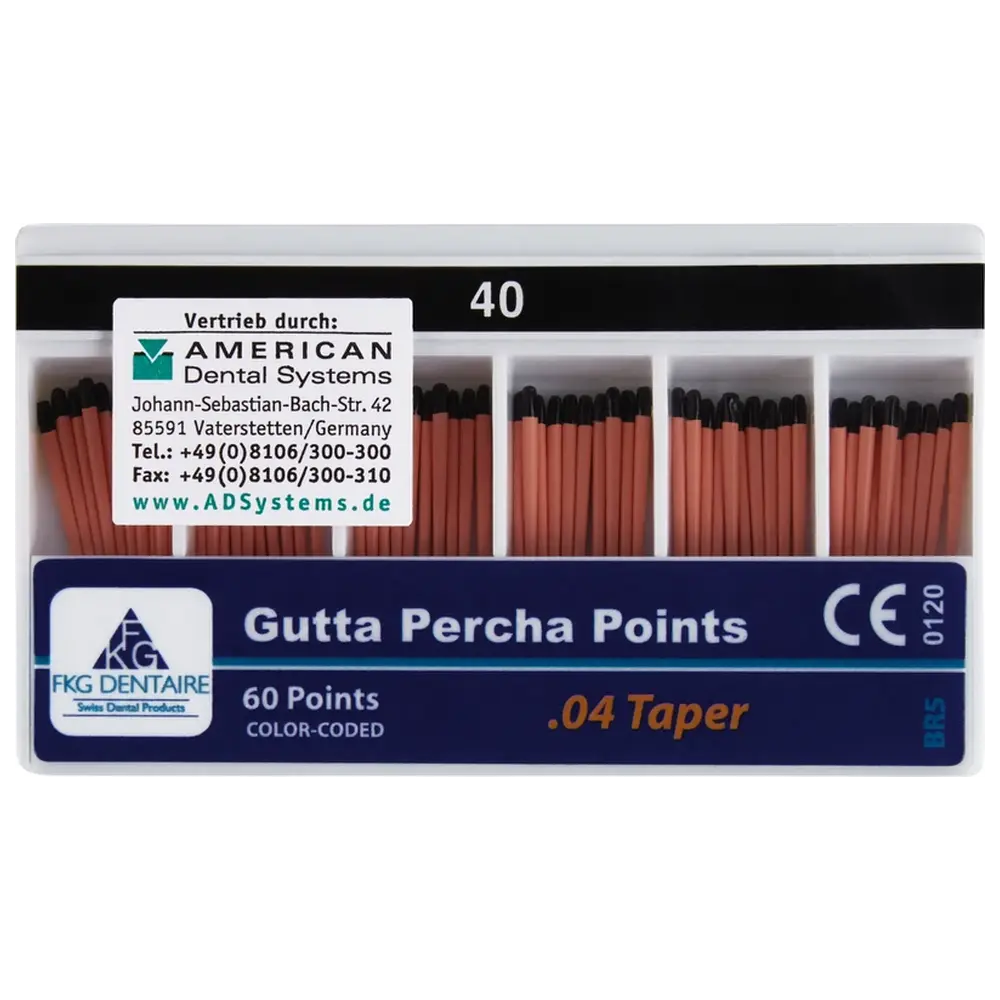 American Dental FKG Gutta Percha - Packung 60 Stück Taper.04 ISO 040