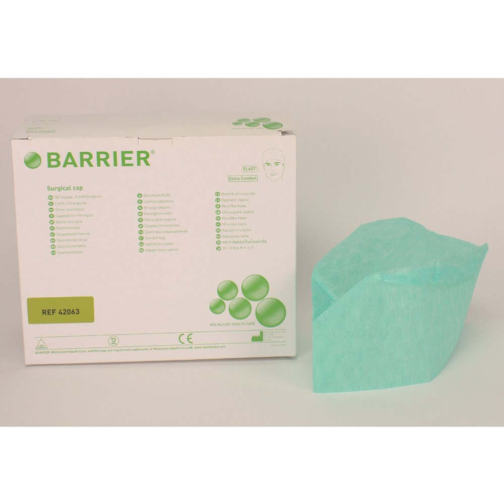 GX26091_Barrier_OPHaube_Elast_gruen_150St Barrier OP-Haube Elast grün 150St