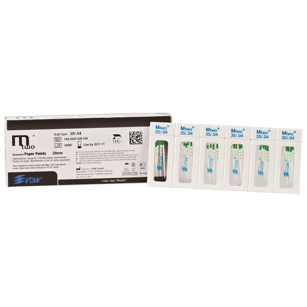 VDW Mtwo® Papierspitzen - Packung 144 Stück 29 mm, Taper.04, ISO 035