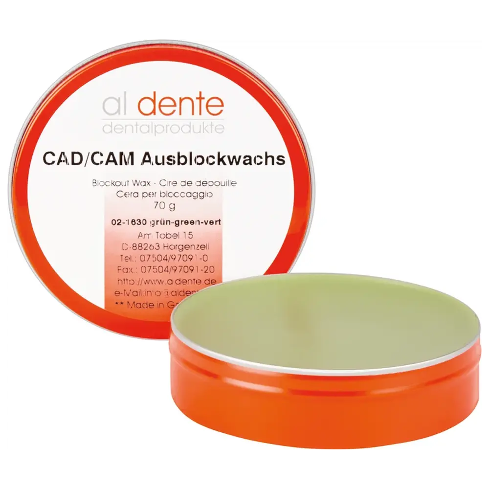 al dente Dentalprodukte CAD/CAM Ausblockwachs - Dose 70 g grün