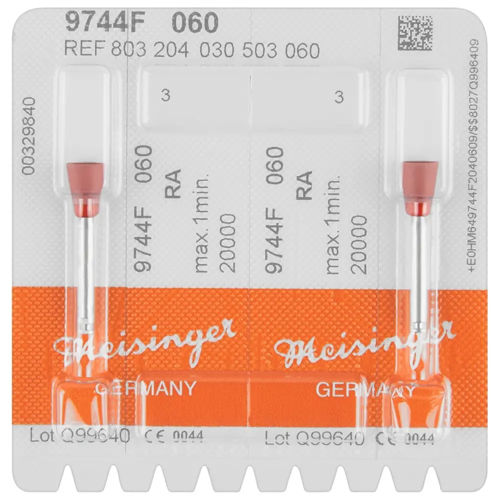 Hager & Meisinger Diamantpolierer 9744 - Packung 2 Stück rosa fein, RA, Figur 030, 7,5 mm, ISO 060