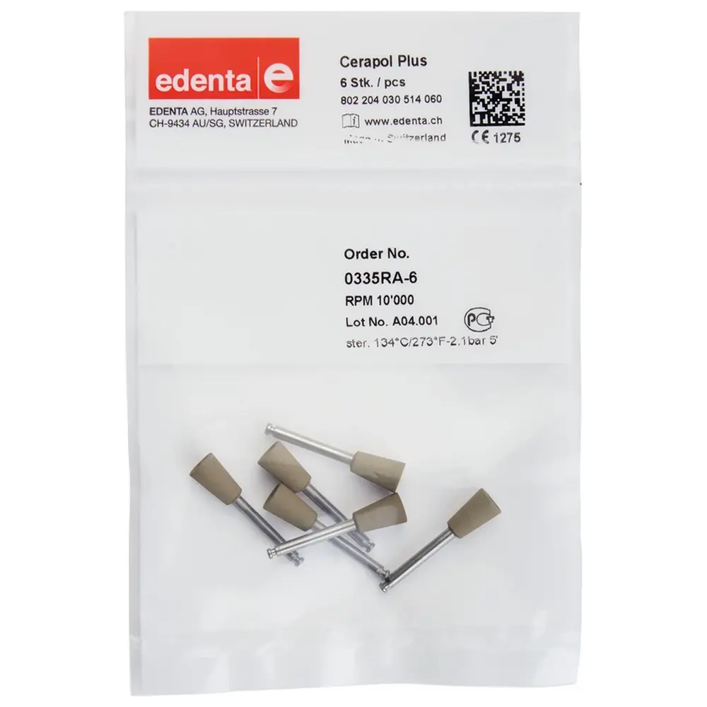 Edenta CeraPol Plus - Packung 6 Stück grau, RA, Figur 030, 10 mm, ISO 060