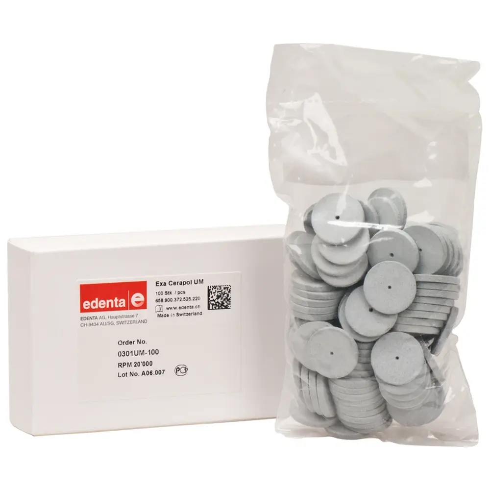 Edenta Exa Cerapol - Packung 100 Stück unmontiert, hellgrau, Figur 372, 3 mm, ISO 220