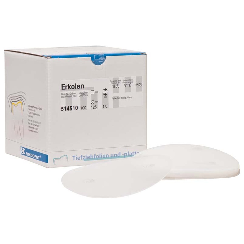 ERKODENT Erkolen - Packung 100 Stück transparent, Ø 125 mm, Stärke 1 mm