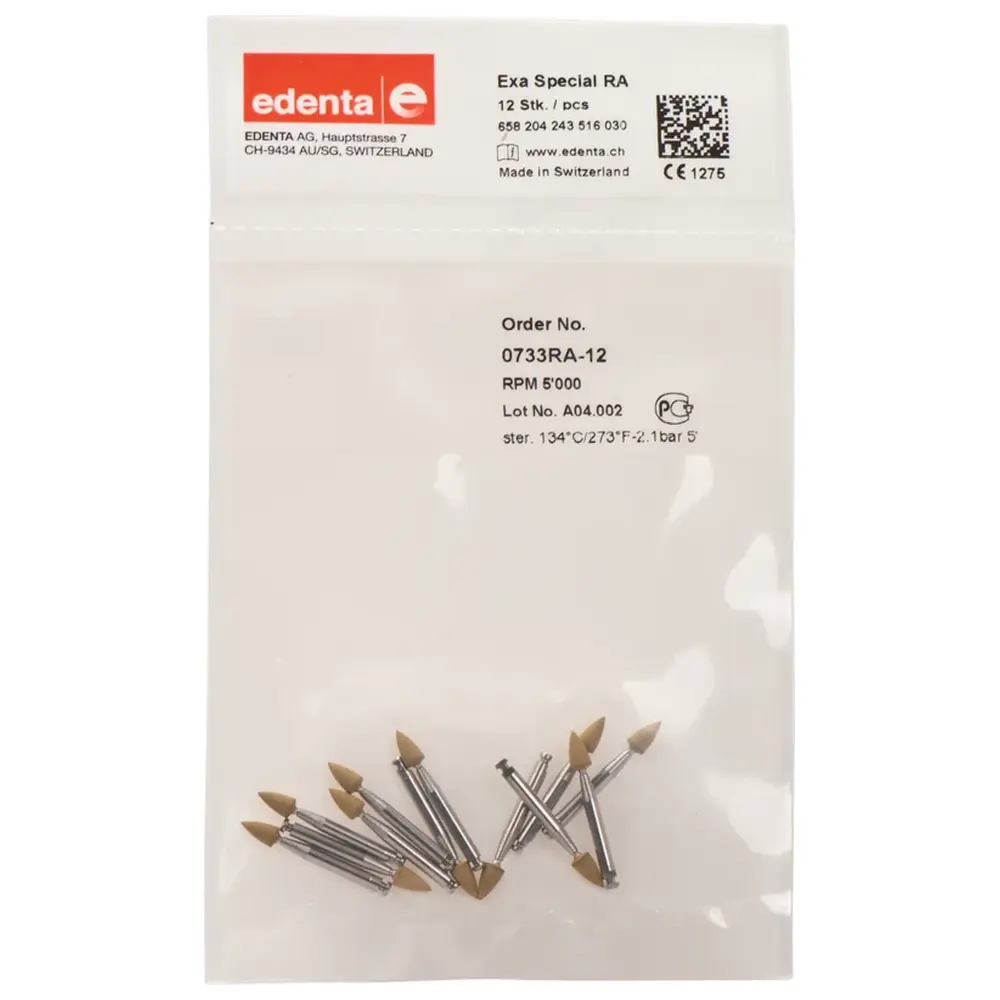 Edenta Exa Special - Packung 12 Stück gelb, RA, Figur 243, 6 mm, ISO 030