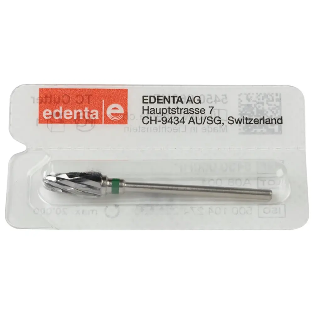 Edenta HM-Fräser Schliff 50 - Stück Kreuzverzahnung, grün grob, HP, Figur 274, 14 mm, ISO 060