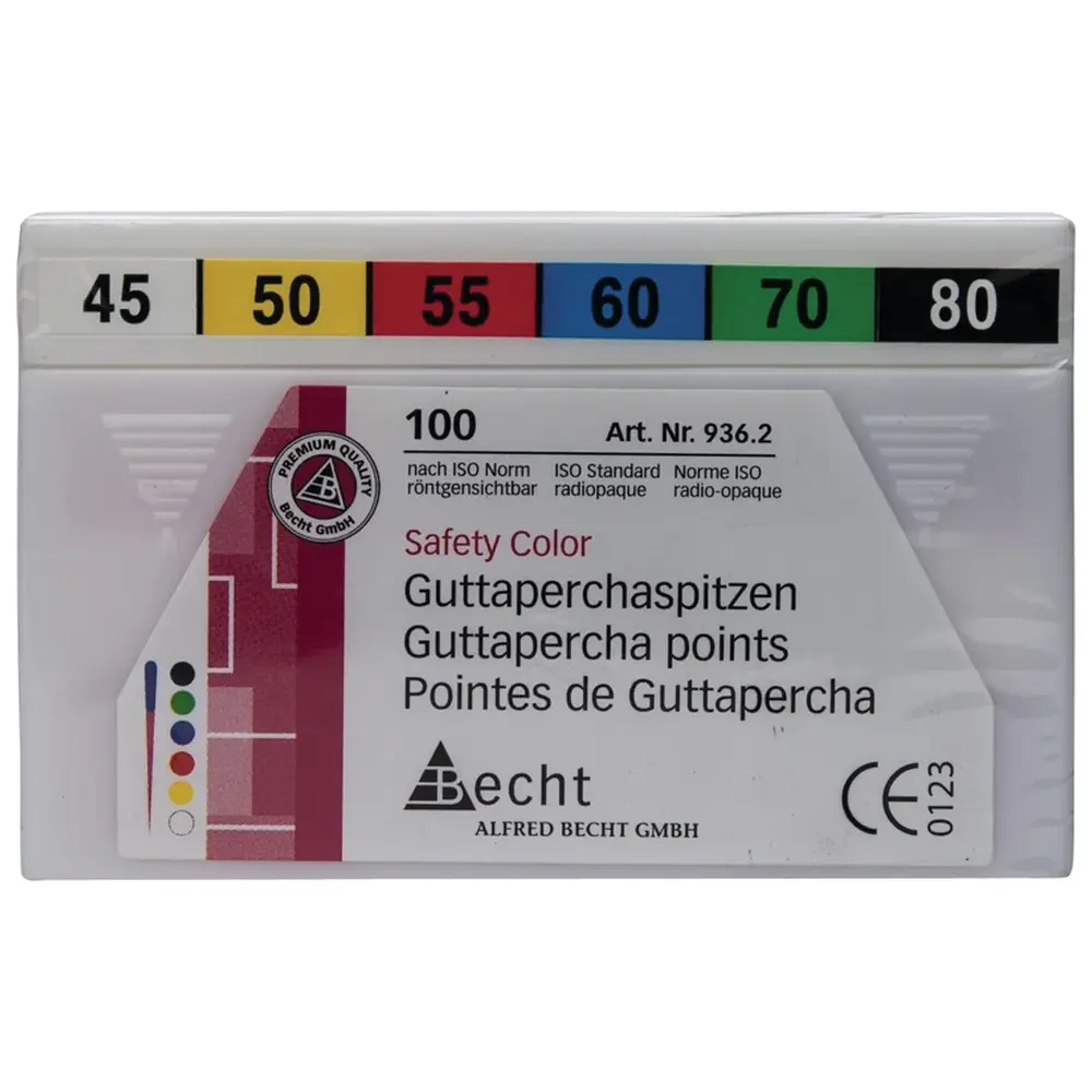 Becht Guttaperchaspitzen Safety Color - Sortiment 100 Stück ISO 045-080