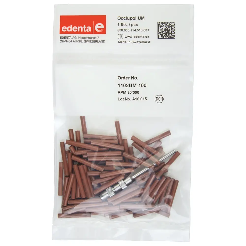 Edenta Occlupol - Packung 100 Stück unmontiert, rot mittel, Figur 114, 22 mm, ISO 030