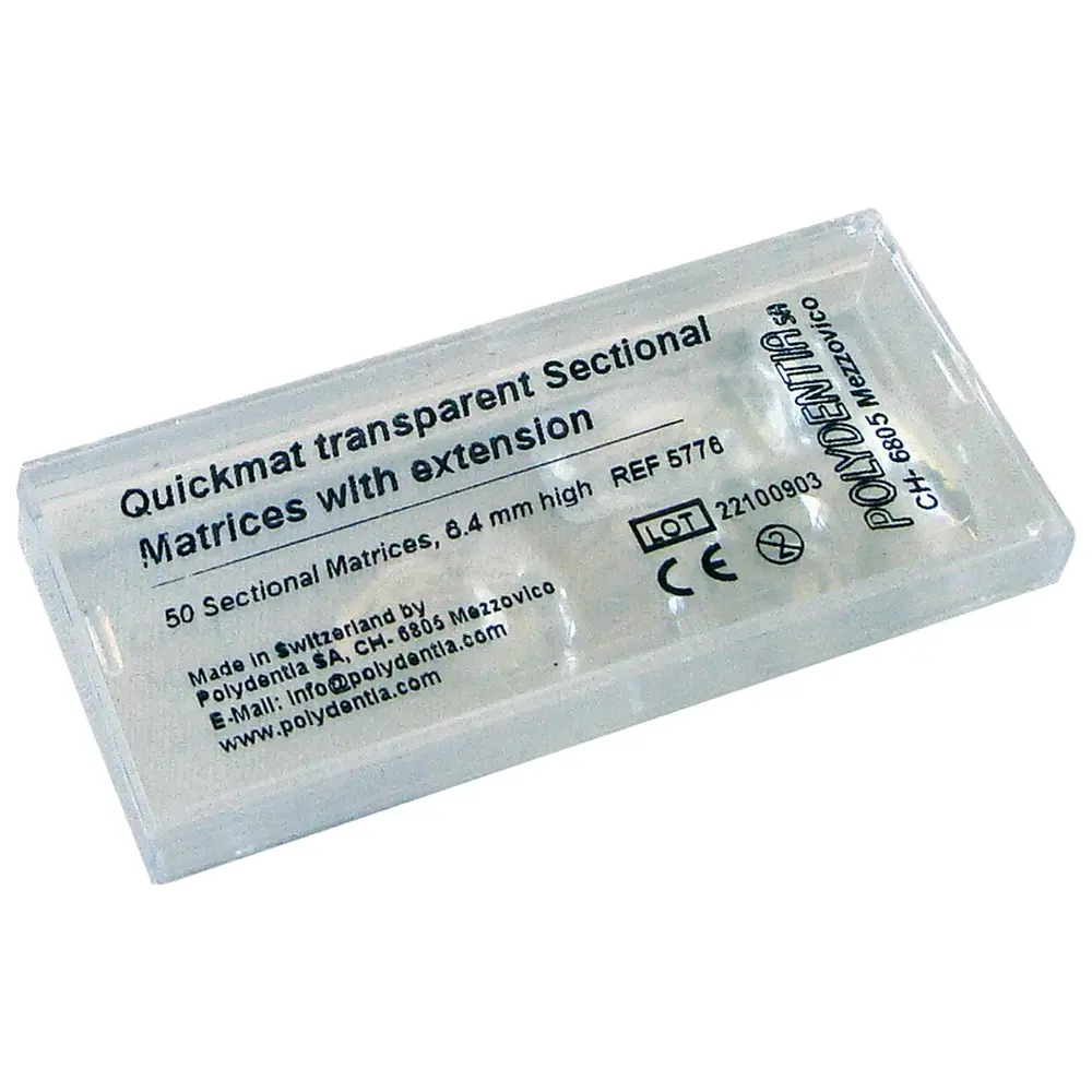 Polydentia SA Quickmat DELUXE - Nachfüllpackung 50 Teilmatrizen transparent, bombiert, mit Ausdehnung, Molar