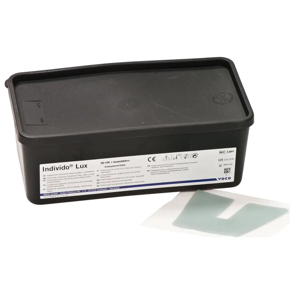 VOCO Individo Lux - Packung 50 UK Schablonen blau/transparent VOCO Individo Lux - Packung 50 UK Schablonen blau/transparent