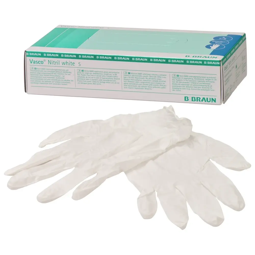 B. Braun Vasco® Nitril white - Packung 100 Stück puderfrei, weiß, S