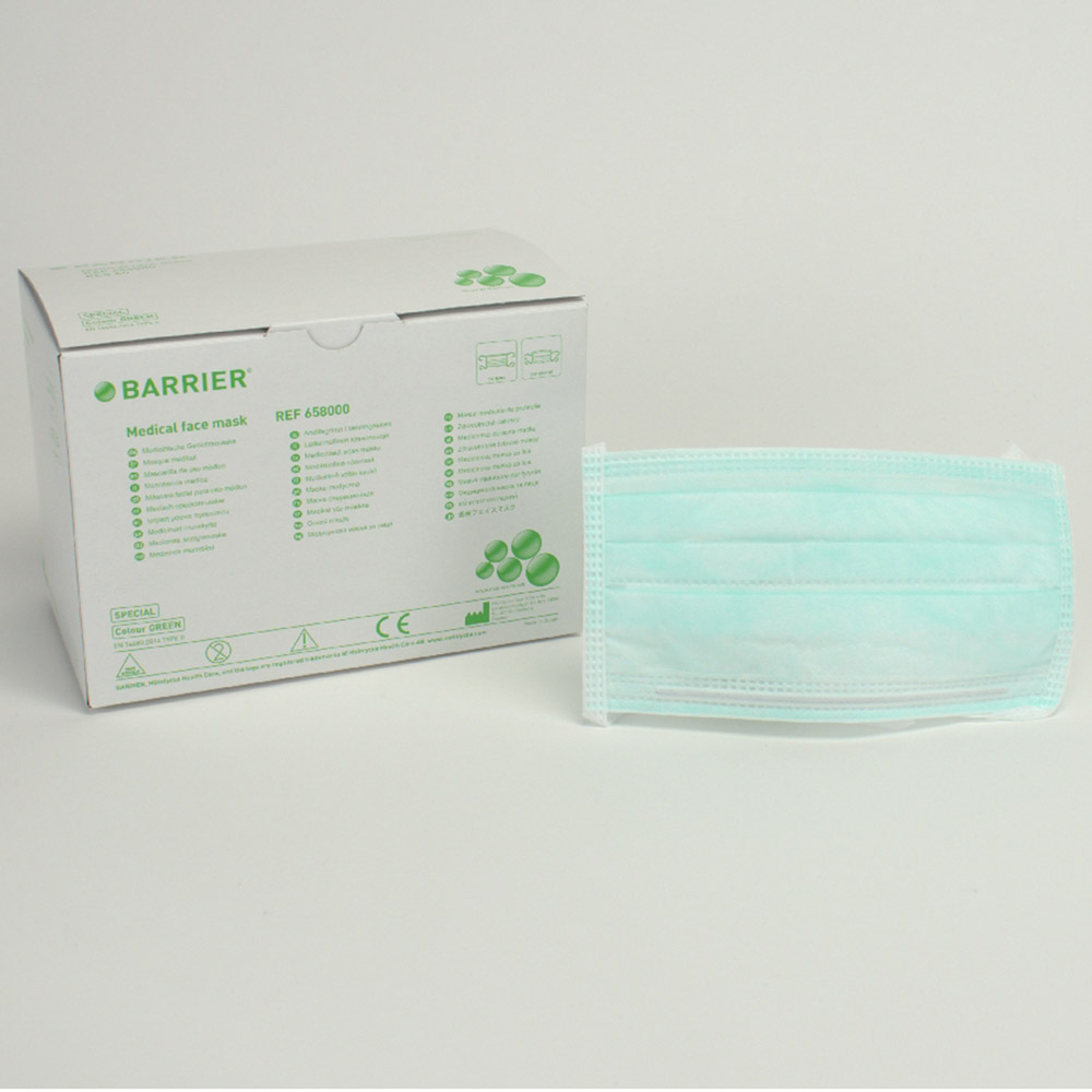 GX200405_OPMaske_Barrier_gruen_m_Band_60St OP-Maske Barrier grün m. Band 60St