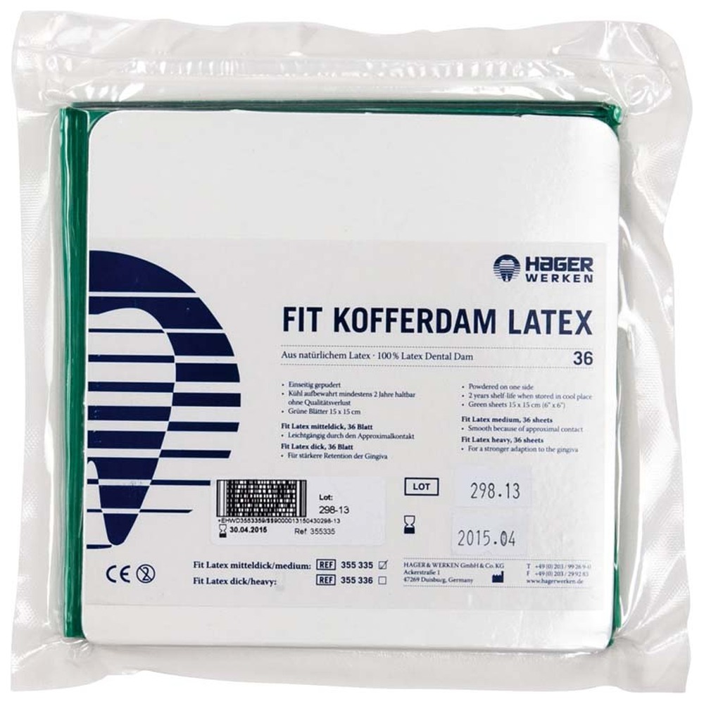 Hager & Werken Fit-Kofferdam®-Latex - Packung 36 Stück medium