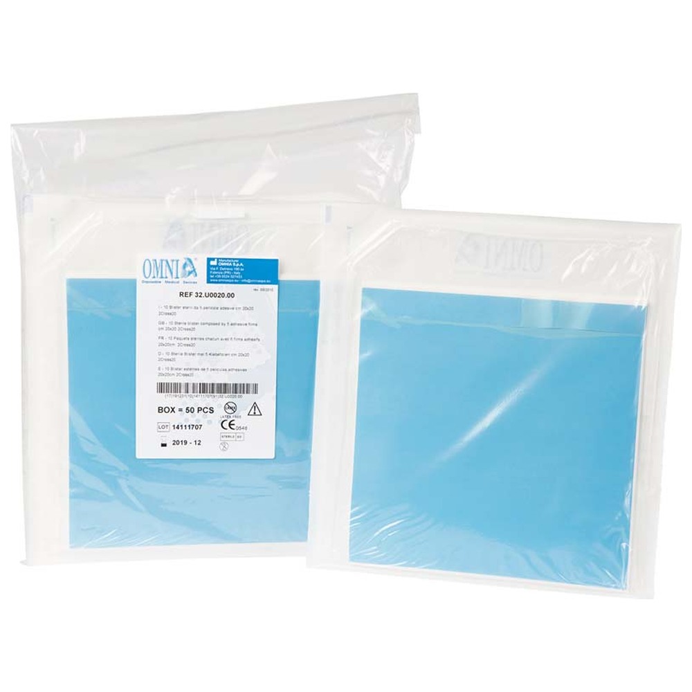 Omnia Klebefolie - Packung 10 x 5 Stück, 20 x 20 cm, steril Omnia Klebefolie - Packung 10 x 5 Stück, 20 x 20 cm, steril