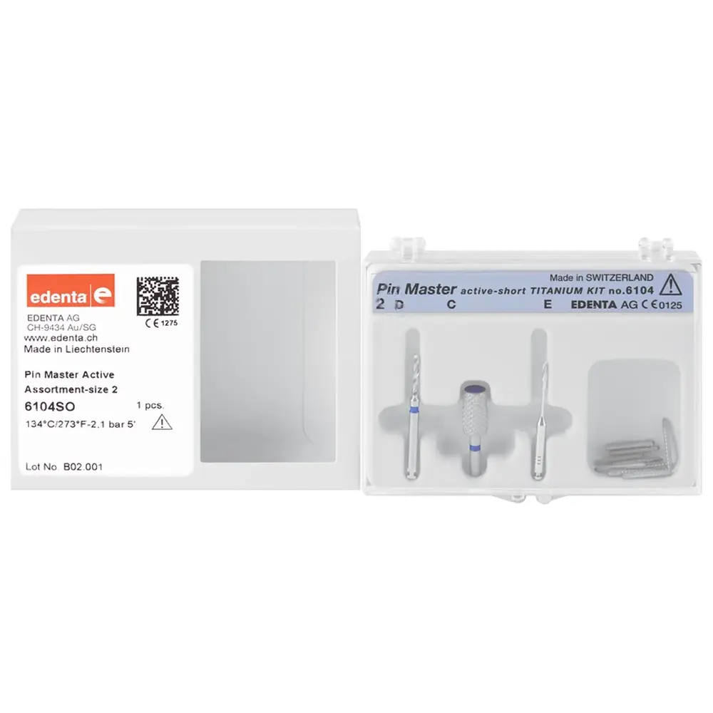 Edenta PIN Master, Aktiv - Sortiment 10 Stück blau Ø 1,5 mm, L 10,85 mm