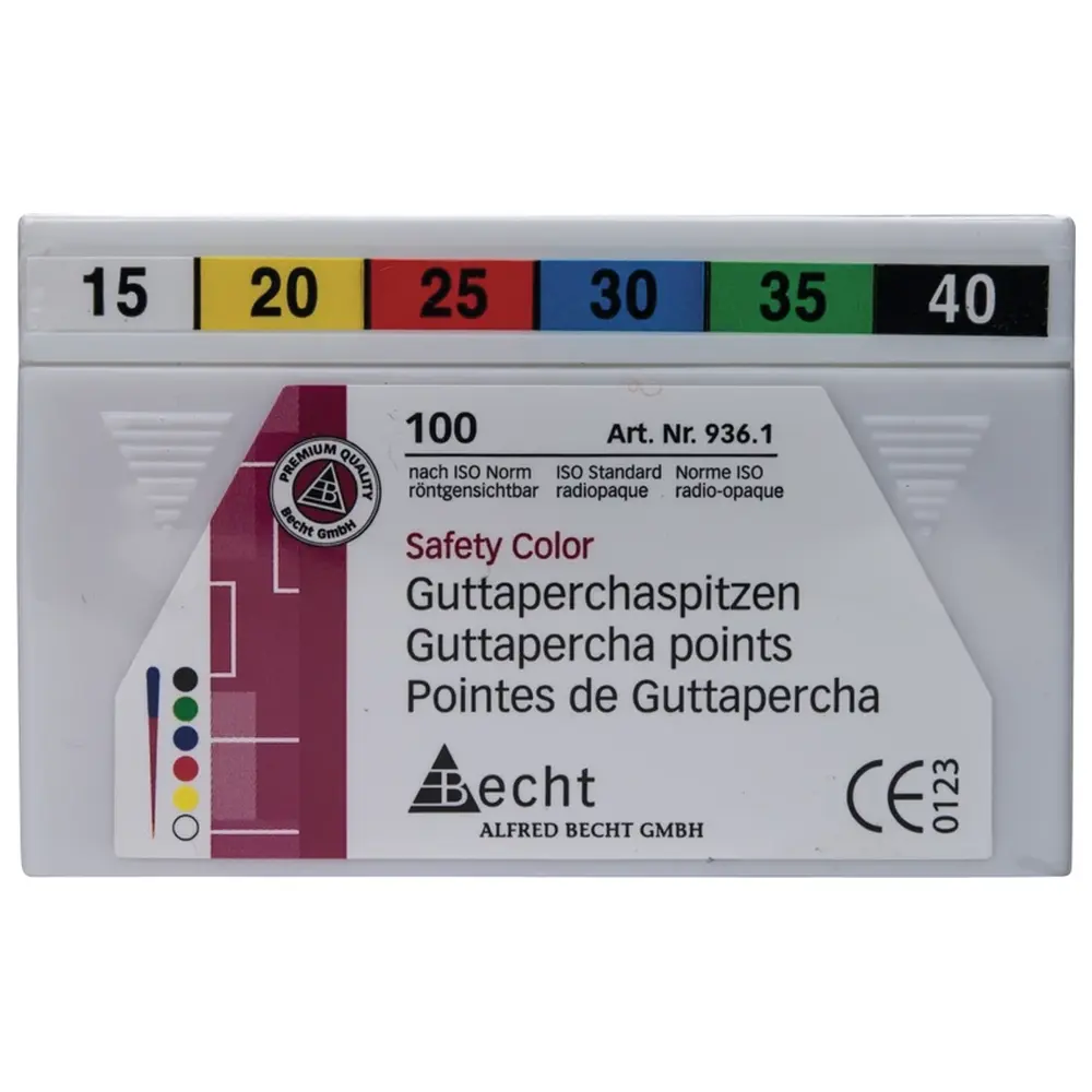 Becht Guttaperchaspitzen Safety Color - Sortiment 100 Stück ISO 015-040
