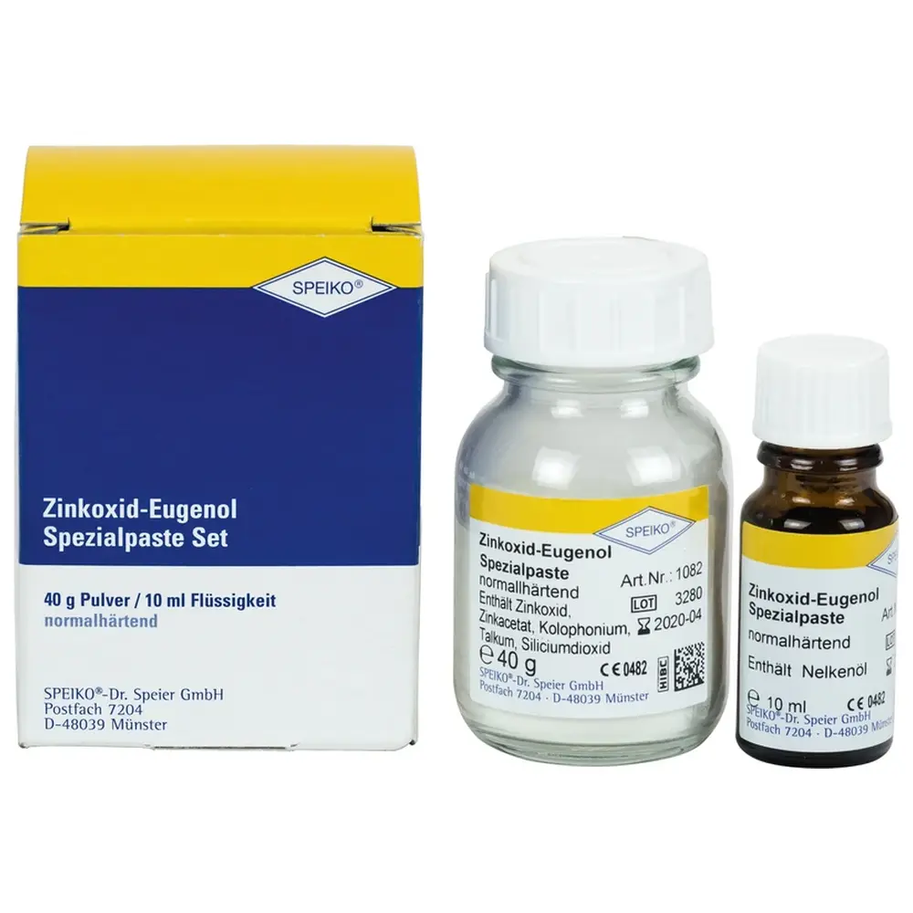 SPEIKO Zinkoxid-Eugenol Spezialpaste - Set 40 g Pulver, 10 ml Flüssigkeit normalhärtend