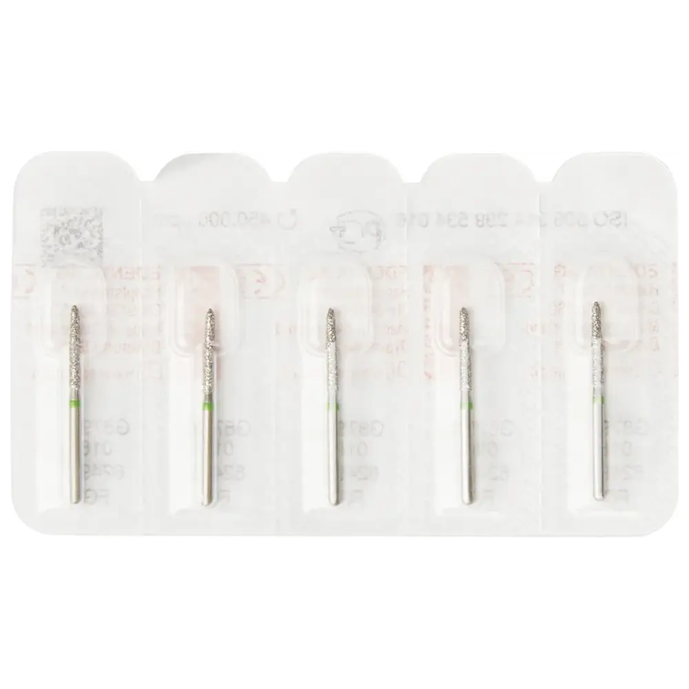 Edenta Diamanten 879K - Packung 5 Stück grün grob, FG, Figur 299 Torpedo konisch, 10 mm, ISO 016