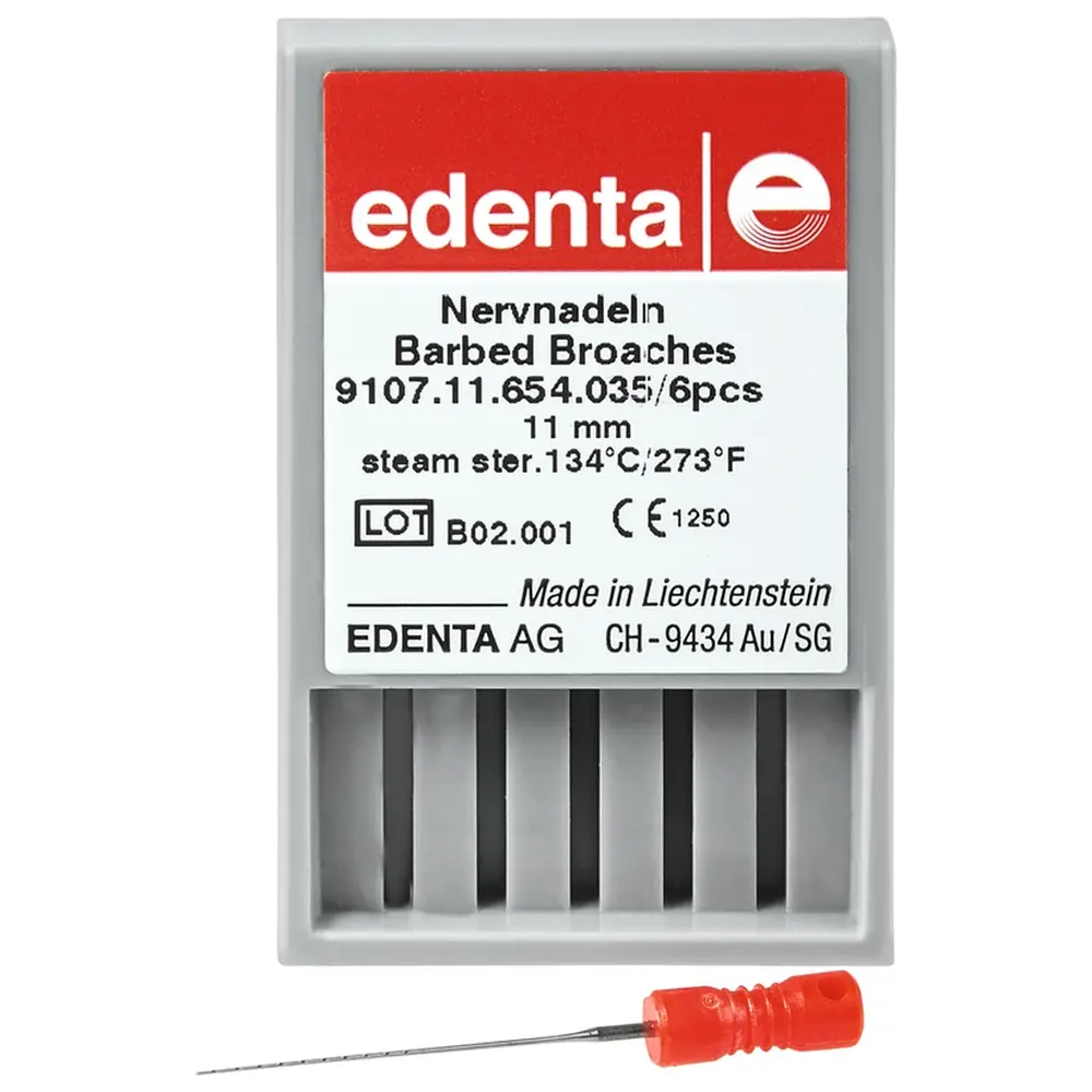 Edenta Nervnadeln 9107 - Packung 6 Stück rot ISO 035