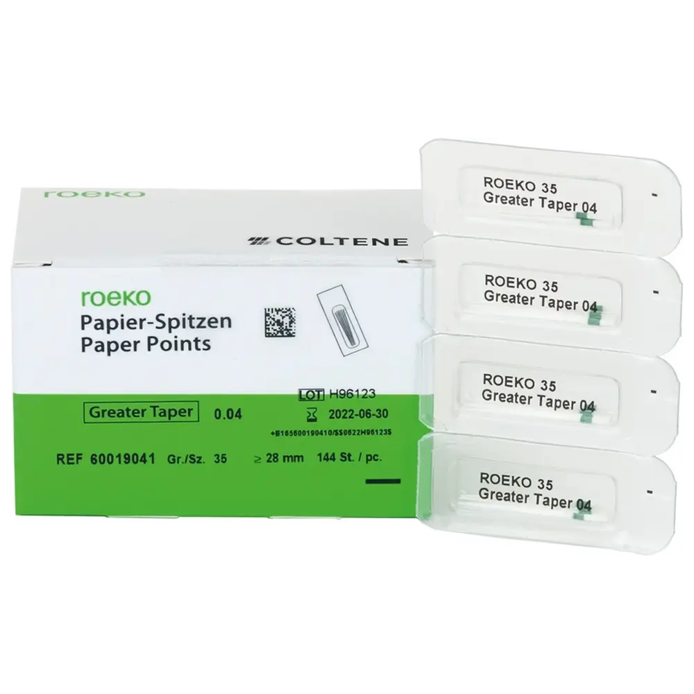 COLTENE roeko Papier-Spitzen Greater Taper - Cellpackung 144 Stück Taper.04 ISO 035