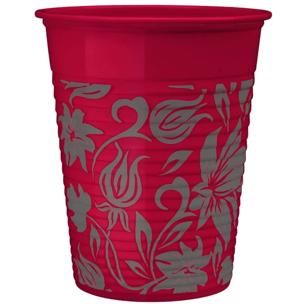 Euronda Monoart® Mundspülbecher Flower - Karton 1.000 Stück weinrot, 180 ml