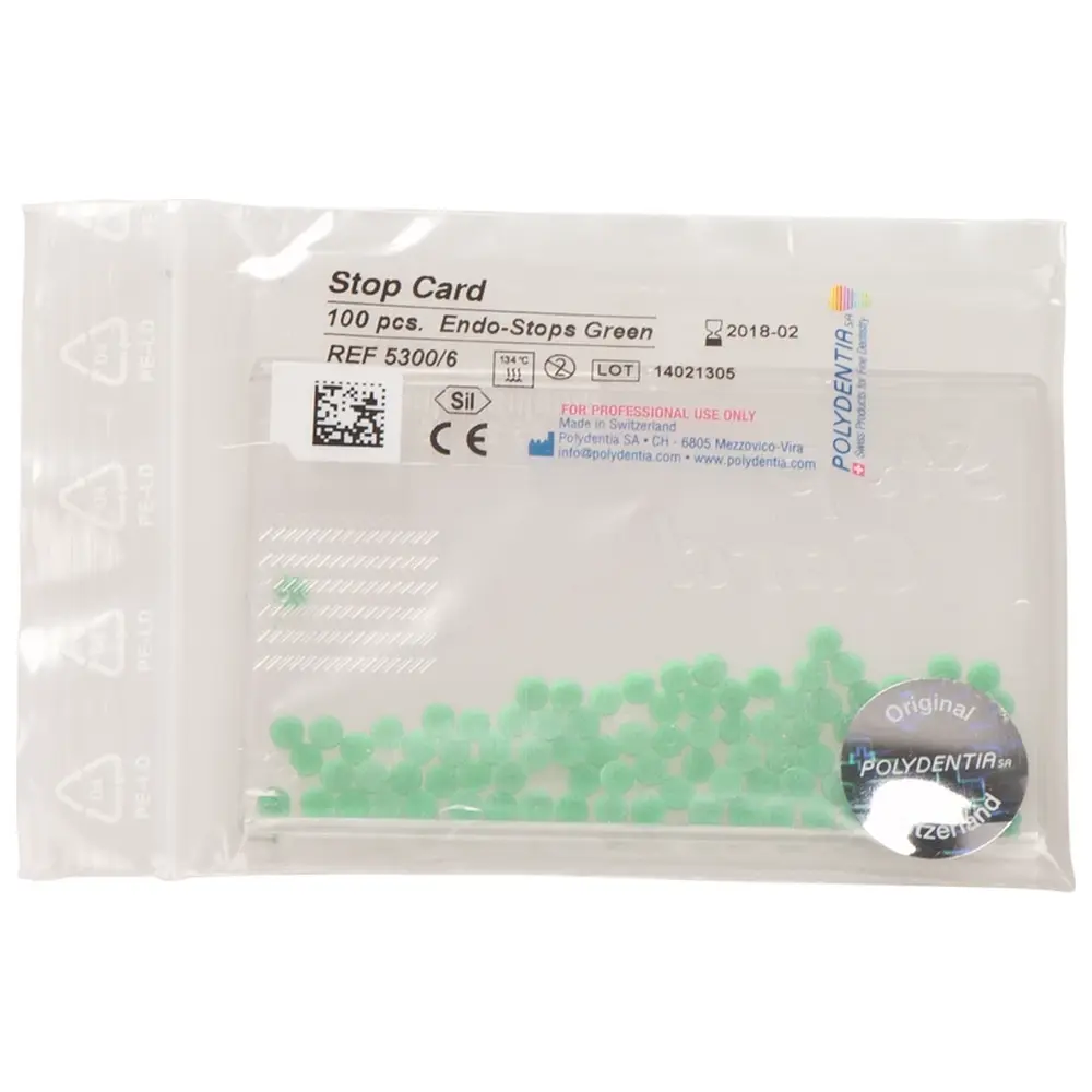 Polydentia SA Endo Stops - Packung 100 Endo-Stopper grün, 1 Stop-card