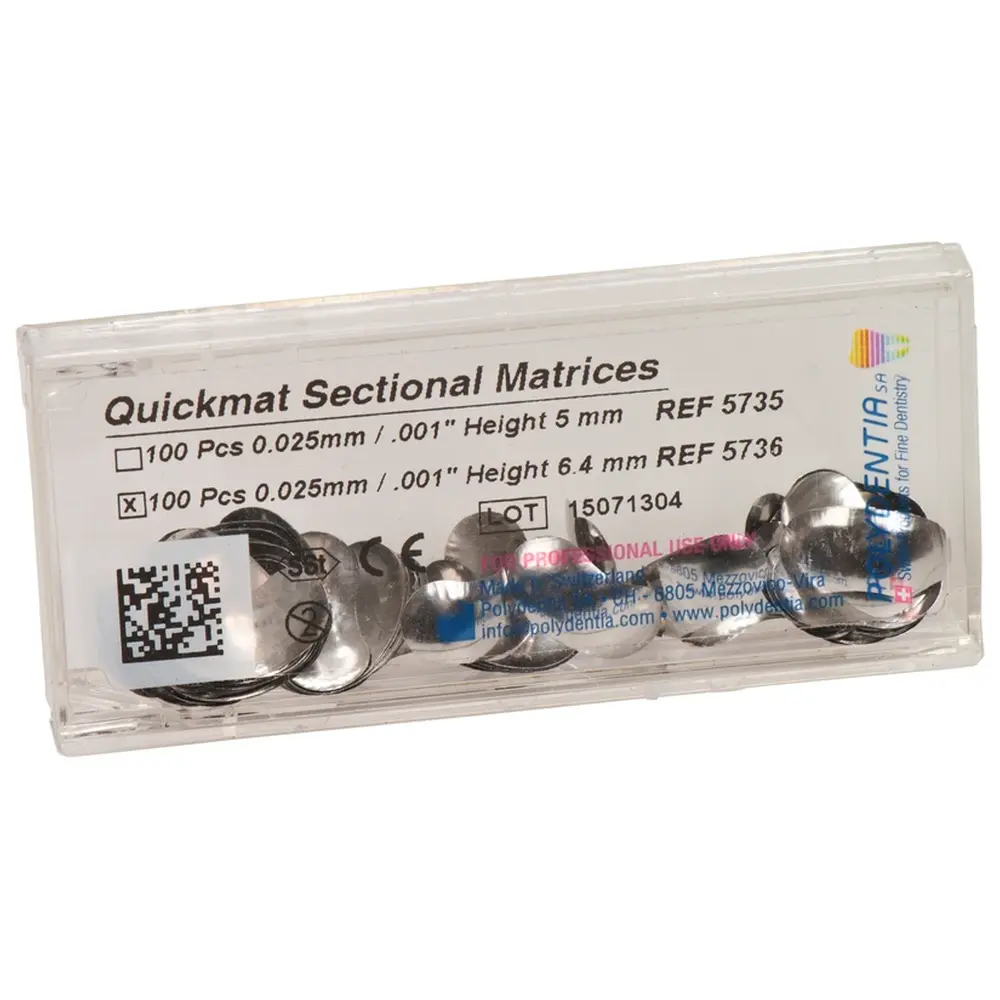 Polydentia SA Quickmat DELUXE - Nachfüllpackung 100 Teilmatrizen Stärke 0,025 mm, bombiert, Molar