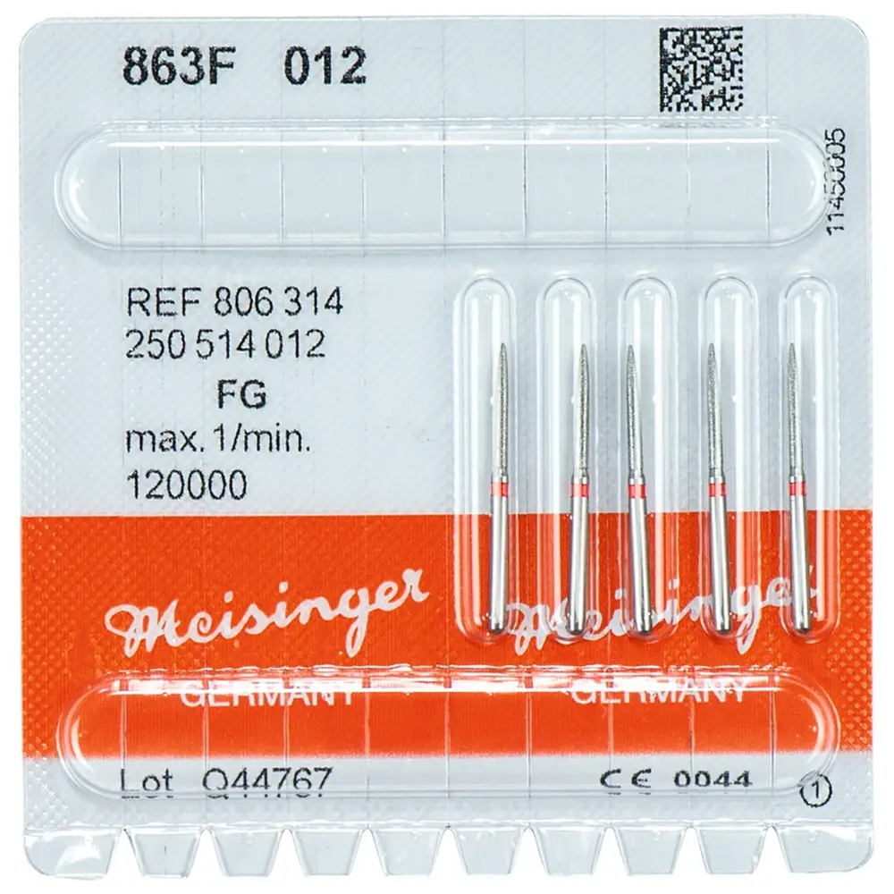 Hager & Meisinger Diamanten 863 - Packung 5 Stück rot fein, FG, Figur 250 Flamme, 10 mm, ISO 012