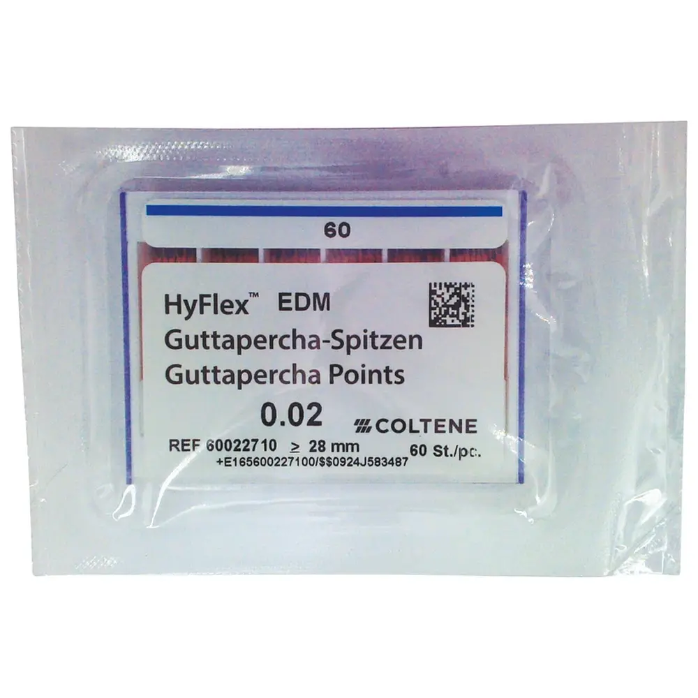 COLTENE HyFlex™ EDM Guttapercha-Spitzen - Packung 60 Stück Taper.02, ISO 060
