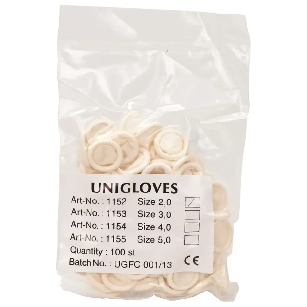 Unigloves Latex Fingerlinge - Beutel 100 Stück puderfrei, naturlatex, S