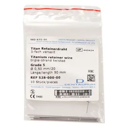 Dentaurum GmbH & Co. KG Titan Retainerdraht 3fach verseilt Gr 5 D0,50mm/20 Pa 10