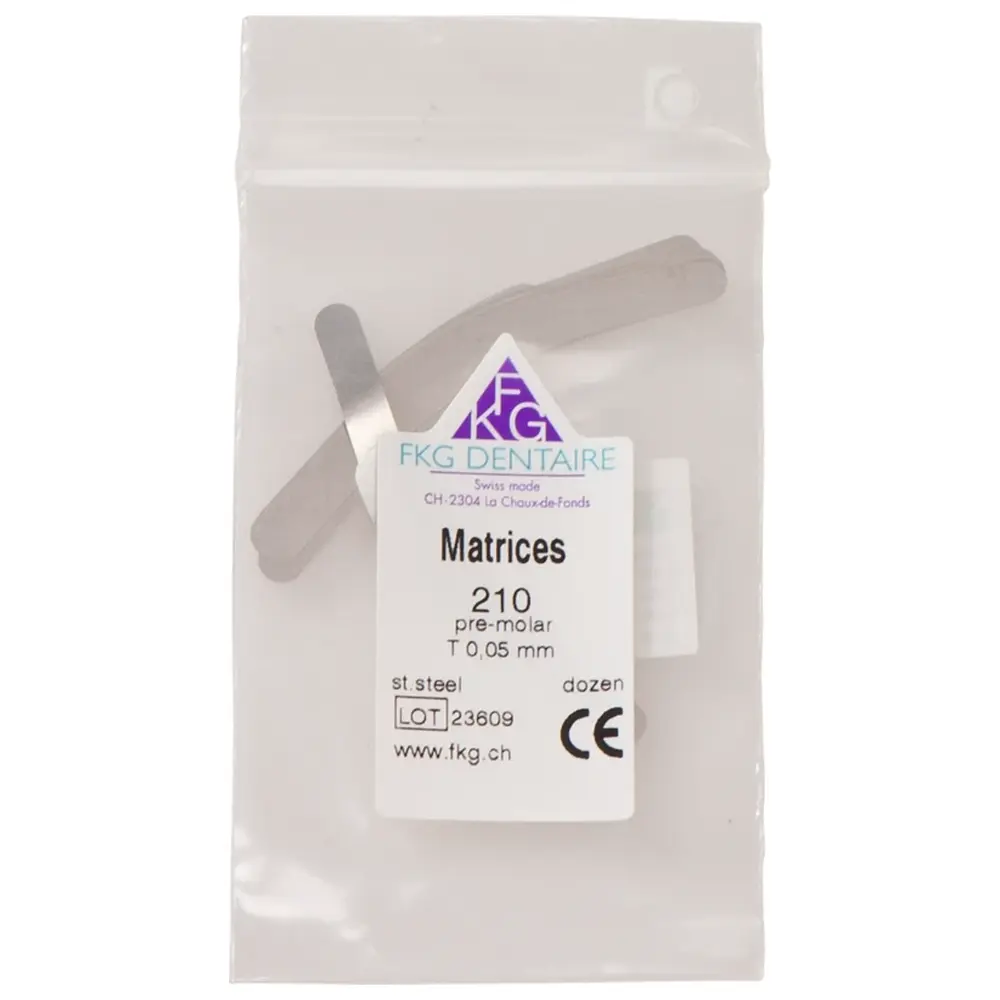 American Dental FKG Matrizen - Packung 12 Stück 210, ET 0,05 mm, Prämolar