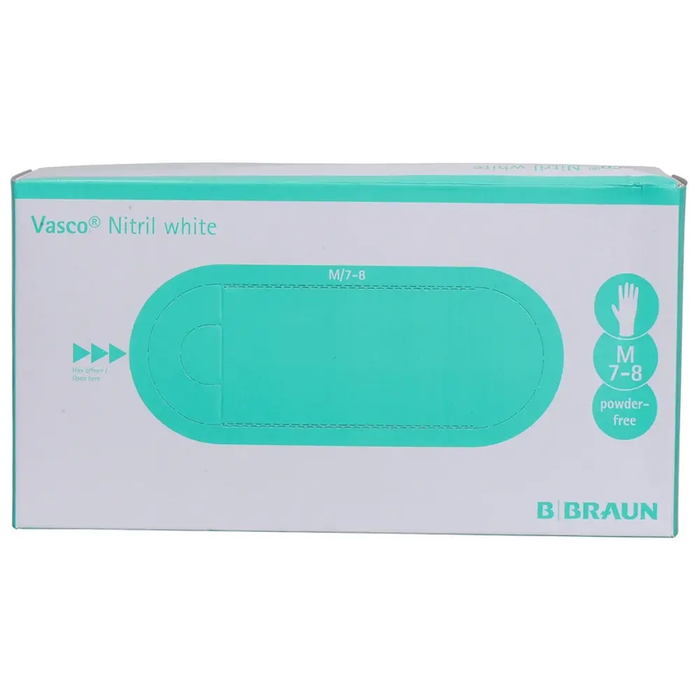 B. Braun Vasco® Nitril white - Packung 150 Stück puderfrei, weiß, M