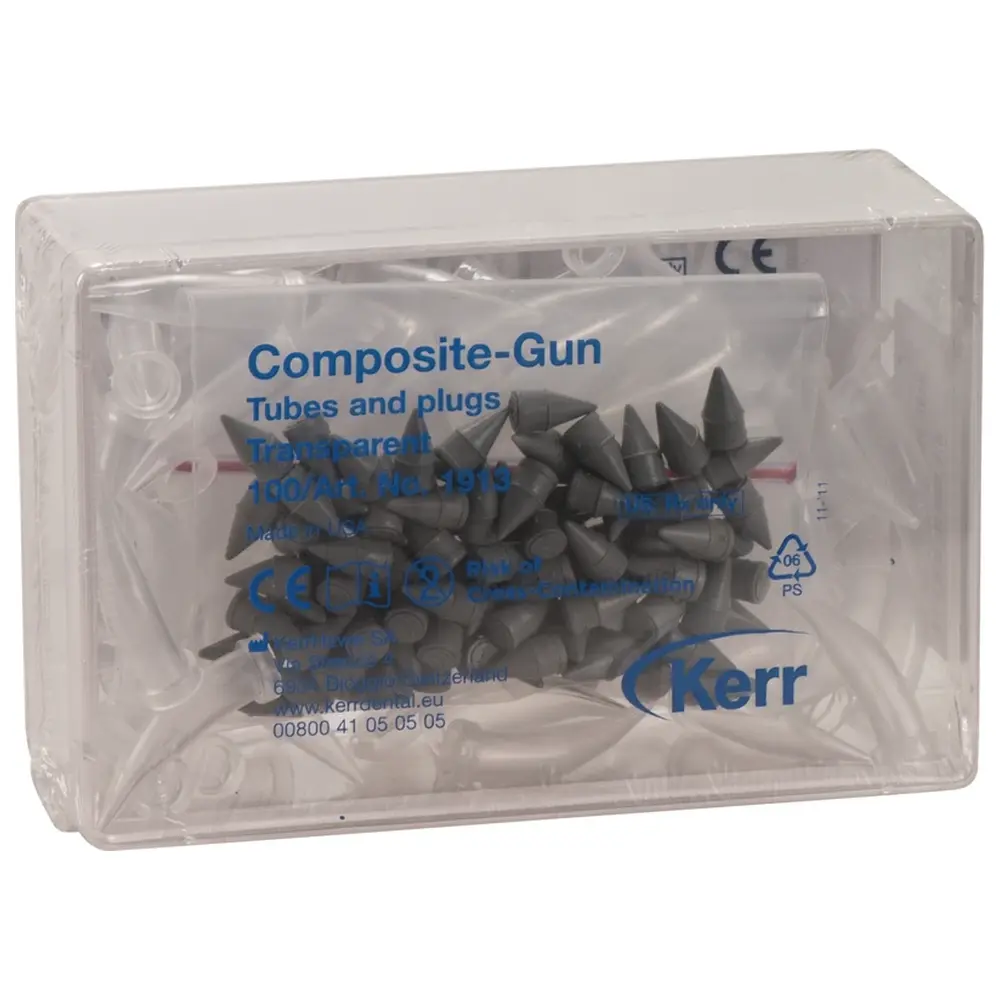 Kerr Hawe Composite-Gun Kapseln - Packung 100 Stück und Kolben transparent