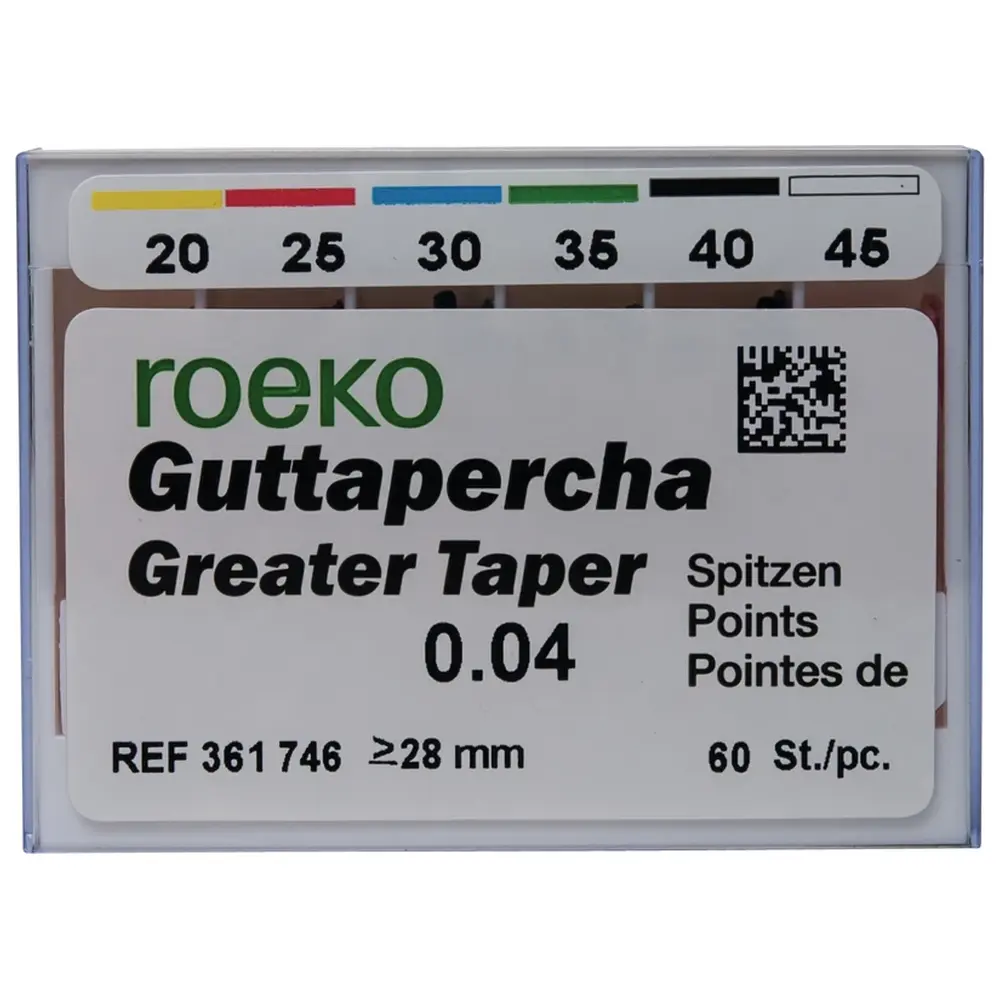 COLTENE Guttapercha Greater Taper - Sortiment 60 Stück Taper.04 ISO 020-045