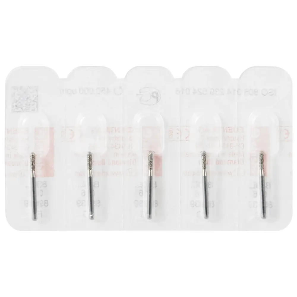 Edenta Diamanten 830L - Packung 5 Stück Standard, FG, Figur 239 Birne lang, 5 mm, ISO 016