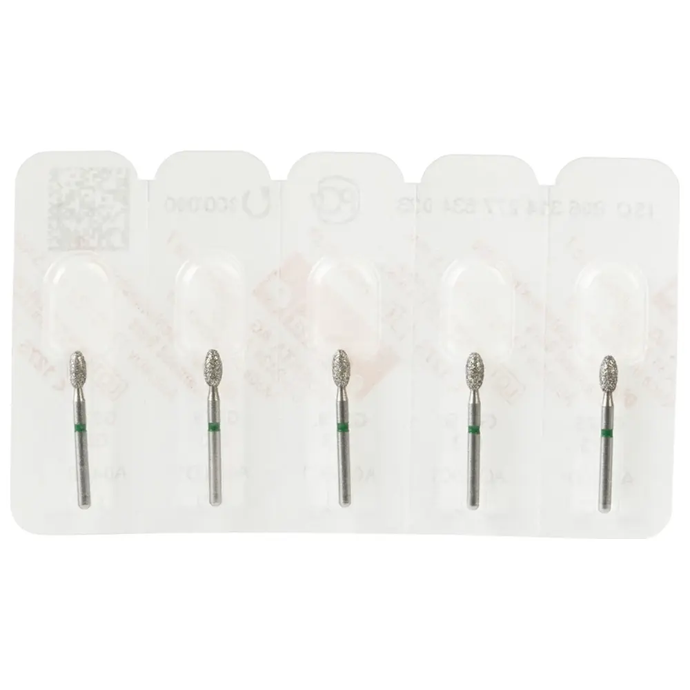 Edenta Diamanten 379 - Packung 5 Stück grün grob, FG, Figur 277 Eiform, 4,5 mm, ISO 023