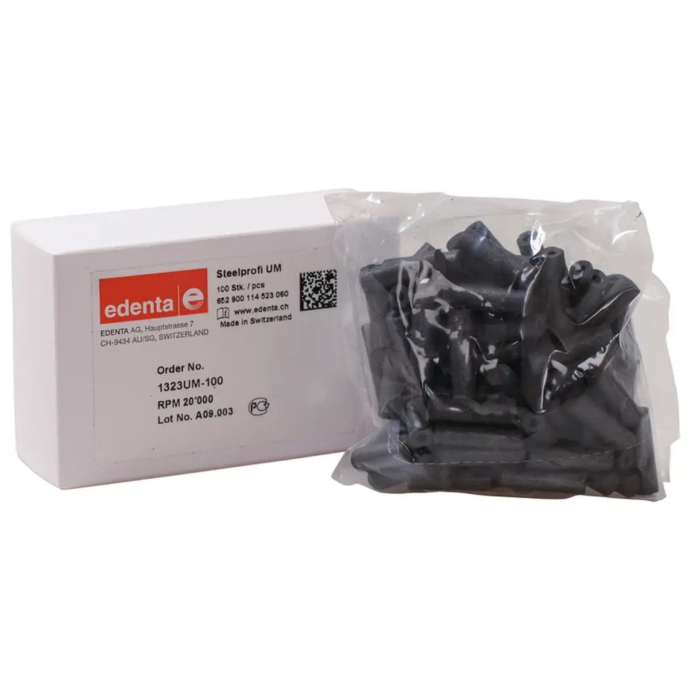 Edenta Steelprofi - Packung 100 Stück unmontiert, schwarz, Figur 114, 22 mm, ISO 060