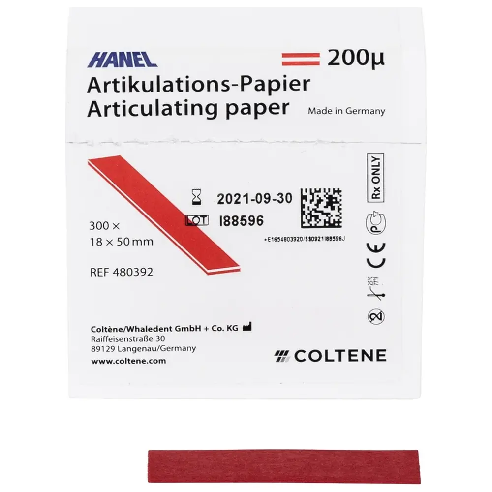 COLTENE HANEL Artikulations-Papier 200 µm - Packung 300 Stück rot, 18 x 50 mm