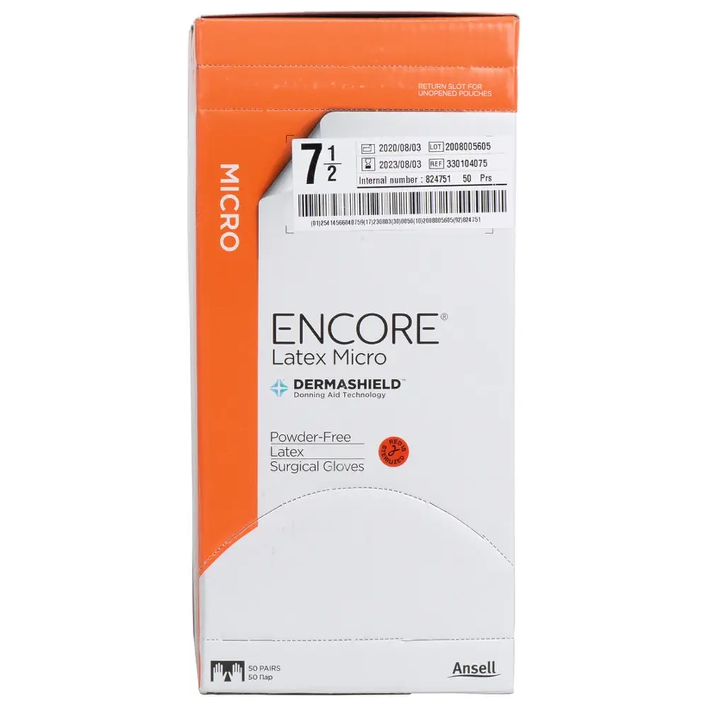 Ansell ENCORE® Latex Micro - Packung 50 Paar puderfrei, braun, Größe 7,5