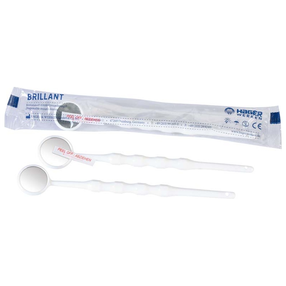 Hager & Werken BRILLANT Mundspiegel - Packung 100 Stück Größe 4, Ø 19 mm
