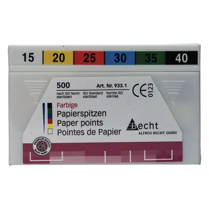 Becht Papierspitzen farbig - Sortiment 500 Stück ISO 015-040