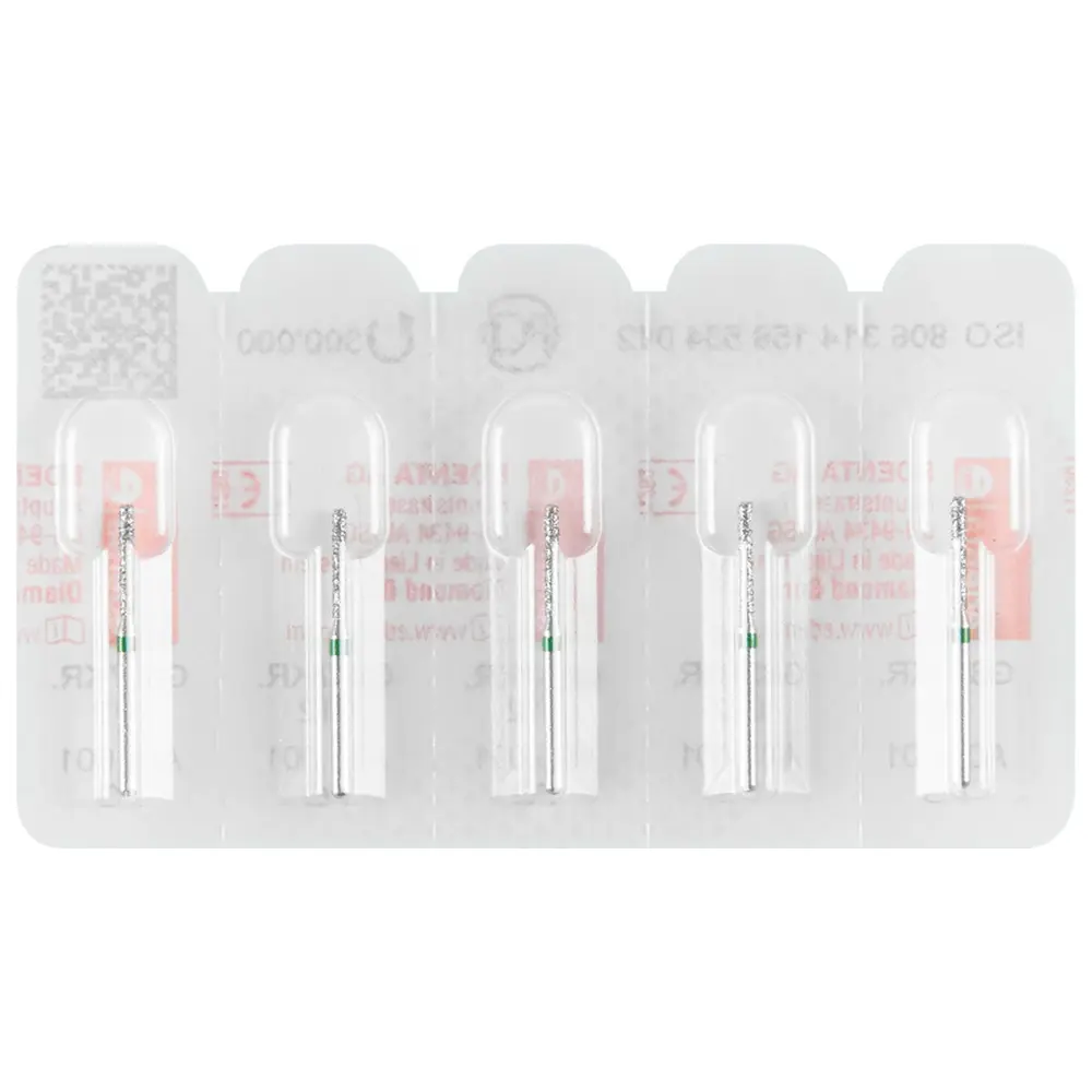 Edenta Diamanten 837KR - Packung 5 Stück grün grob, FG, Figur 158 Zylinder Kante rund, 8 mm, ISO 012