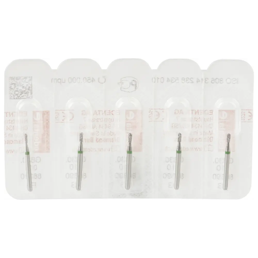 Edenta Diamanten 830 - Packung 5 Stück grün grob, FG, Figur 238 Birne, 2,7 mm, ISO 010