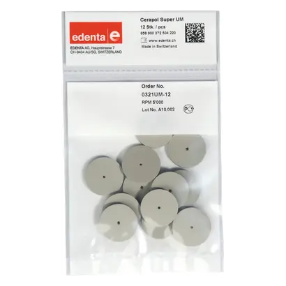 Edenta Cerapol Super - Packung 12 Stück unmontiert, grau, HP, Figur 372, 3 mm, ISO 220