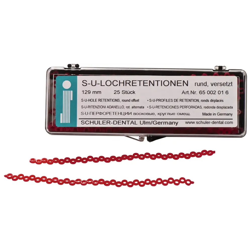 SCHULER-DENTAL S-U-LOCHRETENTIONEN - Packung 25 Stück Länge 12,9 cm, rund versetzt
